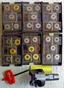 NEW K-TOOL OC2075 2" DIA FACE MILL and 30 KENNAMETAL 1605 ROUND CARBIDE INSERTS - Bild 1 von 5