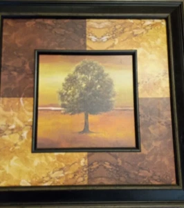 Fotografía con marco con impresión de árbol solitario otoño/otoño 19" x 19" - Imagen 1 de 2