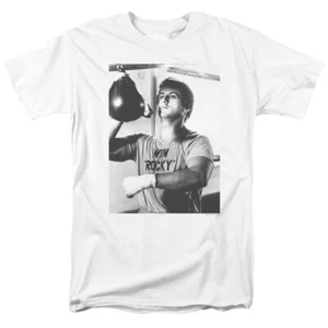 Rocky Square T Shirt Mens Licensed Boxing Movie Tee Rocky Balboa White - Picture 1 of 2
