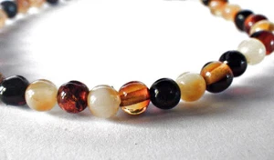 SCHMUCK-STCK Armband Bernstein HEIL STEIN braun multi Kugeln verschiedene flexi - Picture 1 of 6