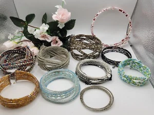 Necklace & Bracelet Memory Wire Seed Bead Braid 1 signed Stella & Dot lot BOLD - Picture 1 of 11