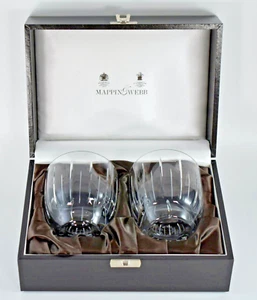 MAPPIN & WEBB CRYSTAL CUT GLASS TUMBLERS PAIR in FITTED CASE - Picture 1 of 7