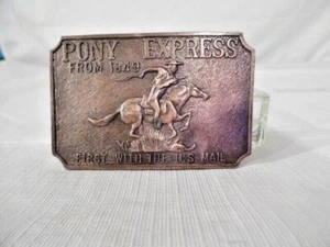 Vintage Copper Pony Express Belt Buckle - Picture 1 of 4