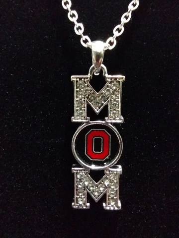 OSU Ohio State University Buckeyes MOM Necklace 8" Chain (345) Cover