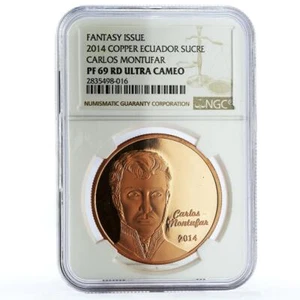 Ecuador 1 sucre 200 Years Independence Carlos Montufar PF69 NGC copper coin 2014 - Picture 1 of 2