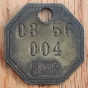 Etiqueta de latón de verificación de herramientas automotrices vintage: coche de motor Buick; con llavero; pedernal MI - Imagen 1 de 2