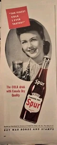 1944 Canada Dry Spur Cola Bottle Pretty woman drinking glass vintage Soda ad  - Picture 1 of 1