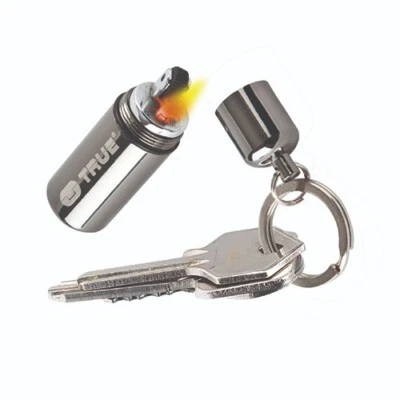 TRUE UTILITY FIRE STASH – REFILLABLE MINI WATERPROOF LIGHTHER KEYRING, KEY RING