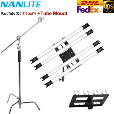 Nanguang Nanlite PavoTube 15C 2ft RGB LED Tube 4 Light Kit +Tube Mount + C Stand - Image 1 of 4