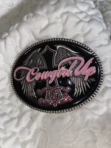 Montana Silver Smiths Cowboy Silver Plated Whip Oval Belt Buckle  - Picture 1 of 3