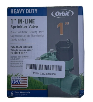 Orbit Heavy Duty 1" In-line Sprinkler Valve 57287-52 New Open Box - Image 1 of 4