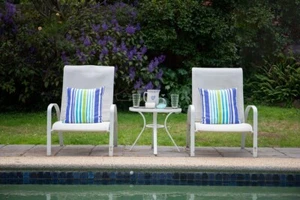 Coastal Outdoor Cushion Cover - Hamptons style Blue stripe 45cm x 45cm Aust made - Picture 1 of 4