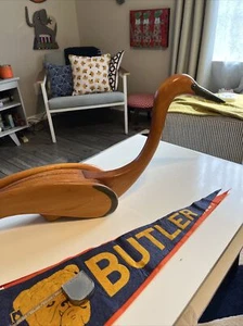 Vintage Handmade Wooden Bird Crane Flamingo Folk Art Large 29” Mid Century Mcm - Picture 1 of 21