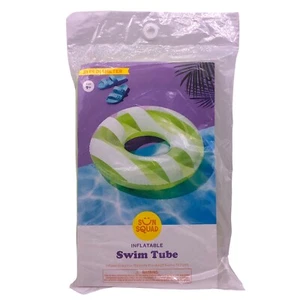 NEW Sun Squad Inflatable Swim Tube Green White Pool Float 31" Diameter Ages 9+ - Picture 1 of 7