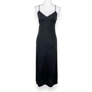 Madewell Layton Cami Midi Slip Dress Womens 0 True Black - Picture 1 of 14