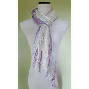 Collection 18 silky soft scarf shawl wrap white purple - Picture 1 of 4