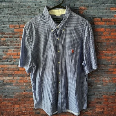 U.S. Polo Assn Para Hombre XL Manga Corta Camisa Abotonada Azul Blanco A Cuadros/Geométrica Foto 1 de 4