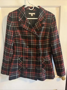 CAbi Checkmate Plaid Double Breasted Blazer Jacket 8 Lined Academia Preppy Work - Picture 1 of 13