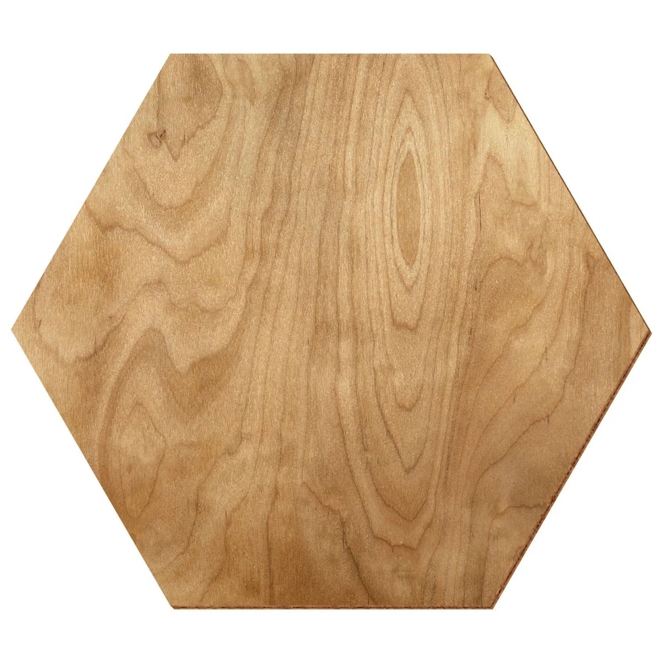 Holz Hexagon Birke rustikal beidseitig farblos lackiert - Deko Basteln 3-50cm - Bild 1 von 1