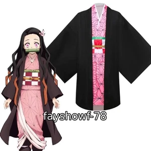 Demon Slayer Kamado Nezuko Cosplay Suit Costume Halloween Uniform Props Wig Gift - Picture 1 of 24