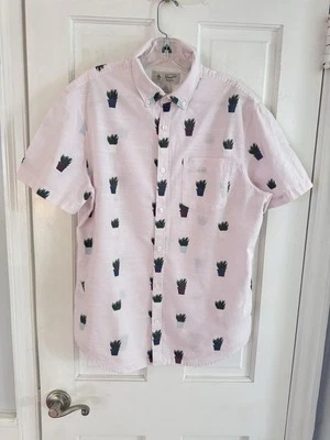 Camisa Penguin By Munsingwear Para Hombre Talla L Plantas AOP Abotonada Lt Rosa Jardín Foto 1 de 4