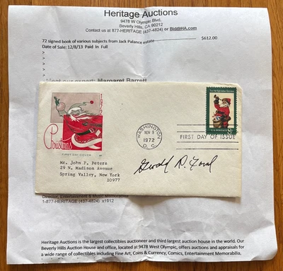 GERALD FORD AUTOGRAPHED "NIGHT BEFORE CHRISTMAS" 1972 FIRST DAY COVER ENVELOPE - Image 1 of 2