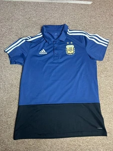 Adidas Mens Size Large Argentina Short Sleeve Polo Shirt Buttom Up Climalite Top - Picture 1 of 6