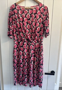 Boden Annie Tencel knielanges Kleid mit rosa und schwarzem Blumenprint UK14 R - Bild 1 von 6