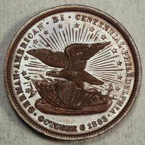 1883 German-American Bicentennial Souvenir, Bronze, Unlisted in Rulau 0706-09 - Picture 1 of 4
