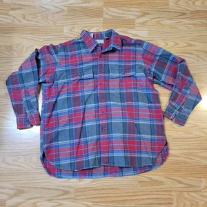 Camisa de franela de tela gamuza LL Bean vintage para hombre XL roja azul a cuadros cálida pesada - Imagen 1 de 14