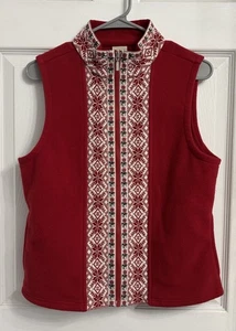 L.L. Bean Women's Red Fleece Vest Full Zip Size Medium Winter - Picture 1 of 5
