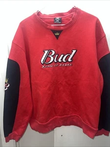 Vintage BUD KING OF BEERS Crew Neck Sweatshirt BUDWEISER Racing Size Medium - Picture 1 of 13