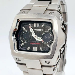 CASIO G SHOCK G 011D Silver Full Metal Black Dial Y2K Digital Watch Japan - Picture 1 of 10