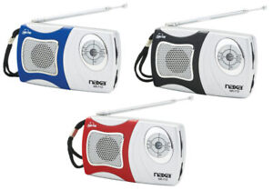 Naxa NR-712 AM/FM Mini Pocket Radio +Built-In Speaker +Stereo Earphones