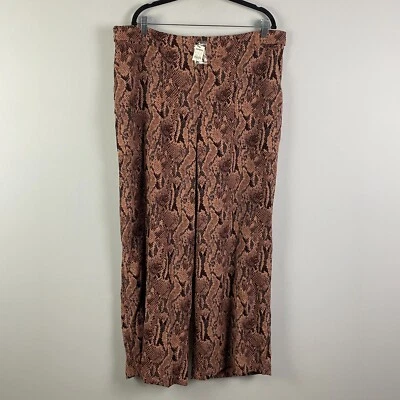 Pantalones Express Marrón Negro Piel de Serpiente Estampado Animal Pierna Ancha Tiro Alto Talla XL Foto 1 de 4