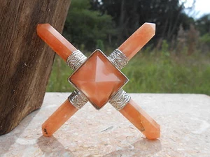 ORANGE AVENTURINE PYRAMID ENERGY GENERATOR -4 POINTS HEALING PYRAMID-REIKI  - Picture 1 of 7