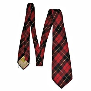 1930s Haband Red Plaid Necktie Dress Shirt Tartan Kilt Wool Vintage 46”