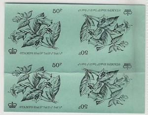 GB 1972 MACHIN 50p FLOWERS BOOKLET COVER TETE BECHE UNCUT BLOCK...Lot 2 - Picture 1 of 1