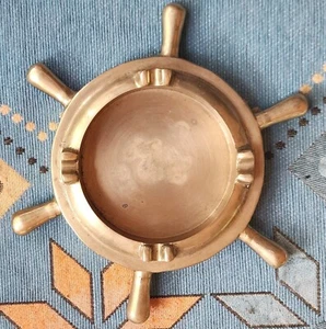 Vintage Ship Wheel Solid Brass ashtray - Picture 1 of 5