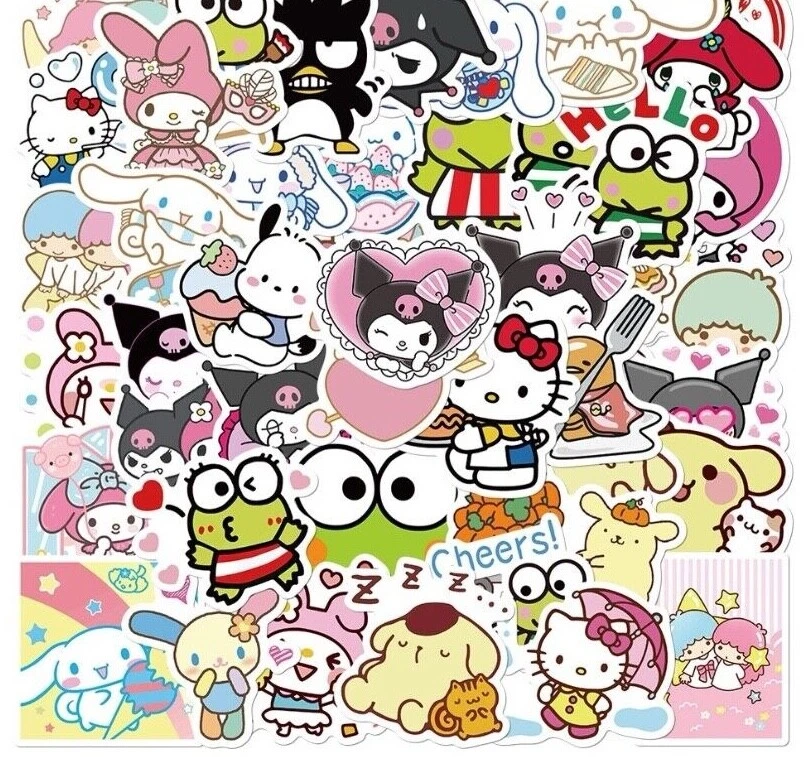 Sanrio Stickers x50, My Melody, Kuromi, Cinnamoroll, Pompompurin, Keroppi