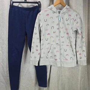 Cat & Jack 2pc Outfit Girls XL(14-16) Rainbow Full Zip Hoodie Navy Sweatpants - Picture 1 of 10