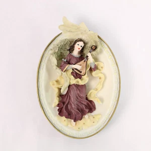 Christmas Angel Playing Guitar Wall Plaque Hanging Ceramic Holiday Home Decor - Picture 1 of 5