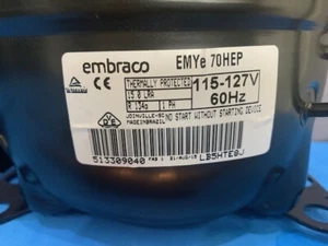Embraco Compressor EMYe70HEP R134a 115-127V/60 Low Back Pressure 1/5 HP - Picture 1 of 7