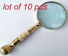 Lot Of 10ps Brass & Mother Of Pearl Magnifying Glass Map Reading Magnifier Glass