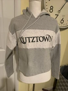 Vintage 90s Kutztown University PA Champion Crop Fleece Hoodie Womens Sz M Gray - Picture 1 of 9