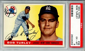 1955 Topps Bob Turley baseball card, PSA graded EX-MT 6, #38 in the set Yankees - Picture 1 of 2