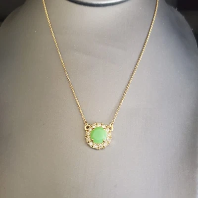 Kate Spade New York Green Pendant Necklace with Rhinestones and Gold Chain Daint - Image 1 of 4