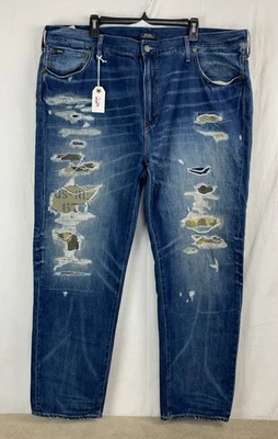 Pantalones de mezclilla rectos ajustados Varick parche camuflaje desgastado Polo Ralph Lauren para hombre talla 44x32 Foto 1 de 4