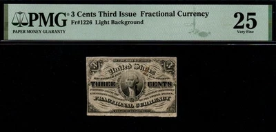 3rd Issue 1864-69 3c PMG VF 25 Washington Fractional Currency! - Image 1 of 2