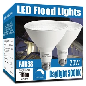 Par38 led Flood Lights Outdoor Light Bulb 2 Pack,Dimmable 5000K Daylight 1800... - Picture 1 of 7